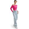 imageSUUKSESS Women Off Shoulder Long Sleeve Shirts Double Lined Fitted Crop TopsHot Pink