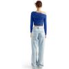 imageSUUKSESS Women Off Shoulder Long Sleeve Shirts Double Lined Fitted Crop TopsRoyal Blue