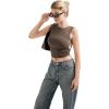 imageSUUKSESS Women Sexy Backless Tank Top Going Out Double Lined Y2k Basic Crop Tops01 Brown