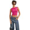 imageSUUKSESS Women Sexy Backless Tank Top Going Out Double Lined Y2k Basic Crop Tops01 Hot Pink