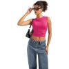 imageSUUKSESS Women Sexy Backless Tank Top Going Out Double Lined Y2k Basic Crop Tops01 Hot Pink