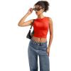 imageSUUKSESS Women Sexy Backless Tank Top Going Out Double Lined Y2k Basic Crop Tops01 Red