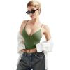 imageSUUKSESS Women Sexy Deep V Neck Sleeveless Fitted Basic Tops Y2K Tank Top CamiArmy Green
