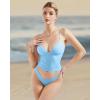 imageSUUKSESS Women Sexy Deep V Neck Sleeveless Fitted Basic Tops Y2K Tank Top CamiBaby Blue