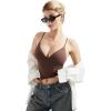 imageSUUKSESS Women Sexy Deep V Neck Sleeveless Fitted Basic Tops Y2K Tank Top CamiBrown