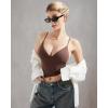 imageSUUKSESS Women Sexy Deep V Neck Sleeveless Fitted Basic Tops Y2K Tank Top CamiBrown