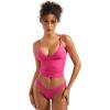 imageSUUKSESS Women Sexy Deep V Neck Sleeveless Fitted Basic Tops Y2K Tank Top CamiHot Pink