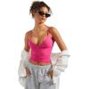 imageSUUKSESS Women Sexy Deep V Neck Sleeveless Fitted Basic Tops Y2K Tank Top CamiHot Pink