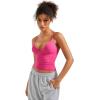 imageSUUKSESS Women Sexy Deep V Neck Sleeveless Fitted Basic Tops Y2K Tank Top CamiHot Pink