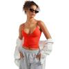 imageSUUKSESS Women Sexy Deep V Neck Sleeveless Fitted Basic Tops Y2K Tank Top CamiRed
