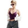 imageSUUKSESS Women Sexy Deep V Neck Sleeveless Fitted Basic Tops Y2K Tank Top CamiViolet