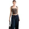 imageSUUKSESS Womens Square Neck Going Out Tank Tops Double Lined Summer Sleeveless Business Casual ShirtBrown