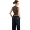 imageSUUKSESS Womens Square Neck Going Out Tank Tops Double Lined Summer Sleeveless Business Casual ShirtBrown
