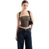 imageSUUKSESS Womens Square Neck Going Out Tank Tops Double Lined Summer Sleeveless Business Casual ShirtBrown