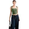 imageSUUKSESS Womens Square Neck Going Out Tank Tops Double Lined Summer Sleeveless Business Casual ShirtGreen