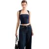 imageSUUKSESS Womens Square Neck Going Out Tank Tops Double Lined Summer Sleeveless Business Casual ShirtNavy