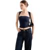 imageSUUKSESS Womens Square Neck Going Out Tank Tops Double Lined Summer Sleeveless Business Casual ShirtNavy