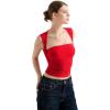 imageSUUKSESS Womens Square Neck Going Out Tank Tops Double Lined Summer Sleeveless Business Casual ShirtRed