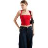 imageSUUKSESS Womens Square Neck Going Out Tank Tops Double Lined Summer Sleeveless Business Casual ShirtRed