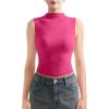 imageSUUKSESS Women Double Lined Going Out Trendy Crop Tops Ruched Sleeveless ShirtsHot Pink