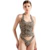 imageSUUKSESS Women Halter Tank Tops Double Lined Backless Y2K Trendy Going Out TopsCheetah Print