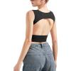 imageSUUKSESS Women Sexy Backless Tank Top Going Out Double Lined Y2k Basic Crop Tops01 Black