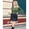 imageSUUKSESS Women Double Lined Fitted Basic T Shirts Crew Neck Long Sleeve Crop TopArmy Green