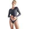 imageSUUKSESS Women Double Lined Fitted Basic T Shirts Crew Neck Long Sleeve Crop TopAsh