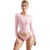 imageSUUKSESS Women Double Lined Fitted Basic T Shirts Crew Neck Long Sleeve Crop TopBlush