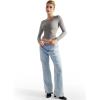 imageSUUKSESS Women Double Lined Fitted Basic T Shirts Crew Neck Long Sleeve Crop TopGray