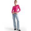 imageSUUKSESS Women Double Lined Fitted Basic T Shirts Crew Neck Long Sleeve Crop TopHot Pink
