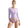 imageSUUKSESS Women Double Lined Fitted Basic T Shirts Crew Neck Long Sleeve Crop TopLilac