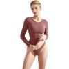 imageSUUKSESS Women Double Lined Fitted Basic T Shirts Crew Neck Long Sleeve Crop TopMarsala