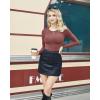 imageSUUKSESS Women Double Lined Fitted Basic T Shirts Crew Neck Long Sleeve Crop TopMarsala