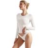 imageSUUKSESS Women Double Lined Fitted Basic T Shirts Crew Neck Long Sleeve Crop TopSoft Sand
