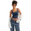 imageSUUKSESS Women Scoop Neck Tank Top Summer Sleeveless Going Out Double Lined Basic Tops01 Navy Blue