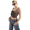 imageSUUKSESS Women Scoop Neck Tank Top Summer Sleeveless Going Out Double Lined Basic TopsBrown