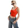 imageSUUKSESS Women Scoop Neck Tank Top Summer Sleeveless Going Out Double Lined Basic TopsRed
