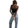imageSUUKSESS Women Sexy Mesh Long Sleeve Tops Trendy Square Neck Going Out T ShirtsBlack