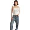 imageSUUKSESS Women Sexy Mesh Long Sleeve Tops Trendy Square Neck Going Out T ShirtsWhite