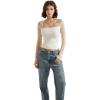 imageSUUKSESS Women Sexy Mesh Long Sleeve Tops Trendy Square Neck Going Out T ShirtsWhite
