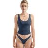 imageSUUKSESS Women Scoop Neck Tank Top Summer Sleeveless Going Out Double Lined Basic Tops01 Navy Blue
