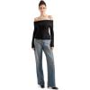 imageSUUKSESS Women Off Shoulder Sweaters Long Sleeve Ribbed Knit Going Out Fall Tops BlouseBlack