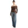imageSUUKSESS Women Off Shoulder Sweaters Long Sleeve Ribbed Knit Going Out Fall Tops BlouseBrown Red