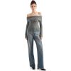imageSUUKSESS Women Off Shoulder Sweaters Long Sleeve Ribbed Knit Going Out Fall Tops BlouseHemp Gray