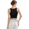 imageSUUKSESS Women Sexy Ribbed Square Neck Tank Tops with Built in Bra Summer Cotton Sleeveless Crop Going Out CamiBlack