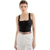 imageSUUKSESS Women Sexy Ribbed Square Neck Tank Tops with Built in Bra Summer Cotton Sleeveless Crop Going Out CamiBlack