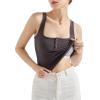 imageSUUKSESS Women Sexy Ribbed Square Neck Tank Tops with Built in Bra Summer Cotton Sleeveless Crop Going Out CamiDark Gray
