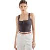 imageSUUKSESS Women Sexy Ribbed Square Neck Tank Tops with Built in Bra Summer Cotton Sleeveless Crop Going Out CamiDark Gray