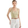 imageSUUKSESS Women Sexy Ribbed Square Neck Tank Tops with Built in Bra Summer Cotton Sleeveless Crop Going Out CamiGreen